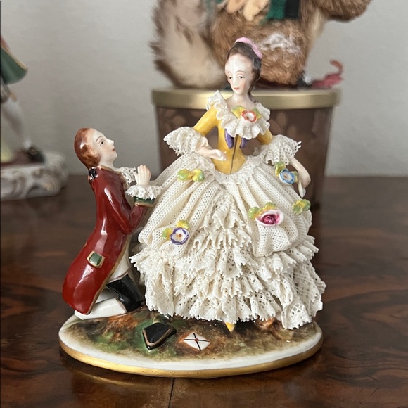 Vintage Porcelain Figurine with Lace Details